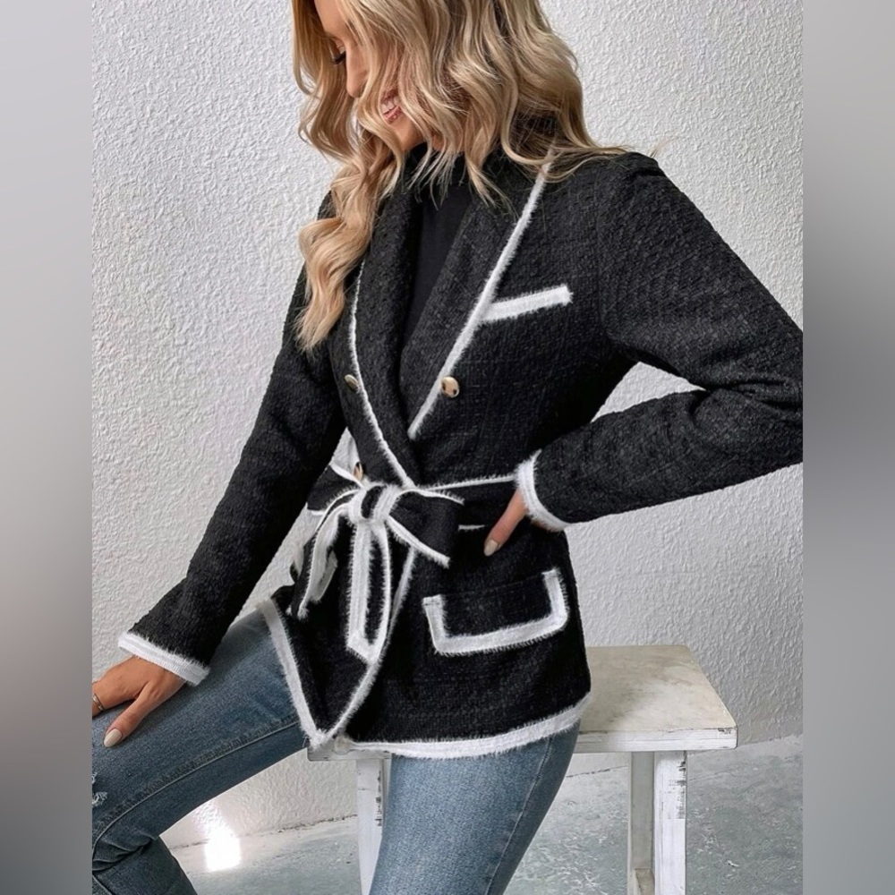 Tweed Belted Blazer M